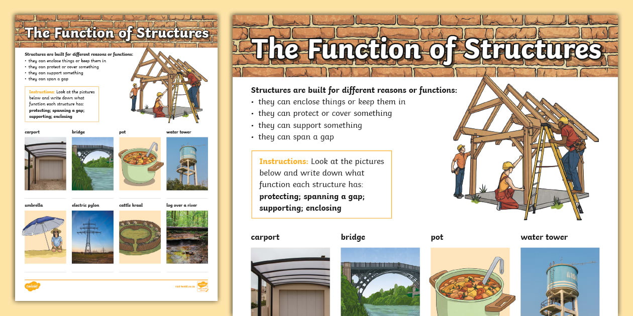 The Function of Structures - Activity Sheet - Twinkl