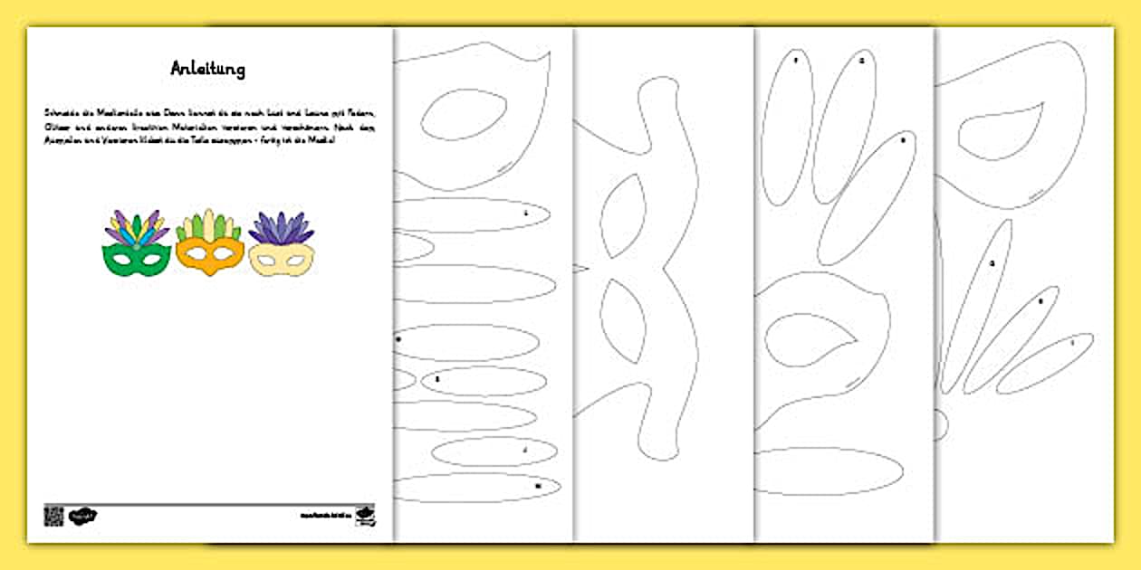  Faschingsmasken basteln (teacher made) - Twinkl Bildidee 
