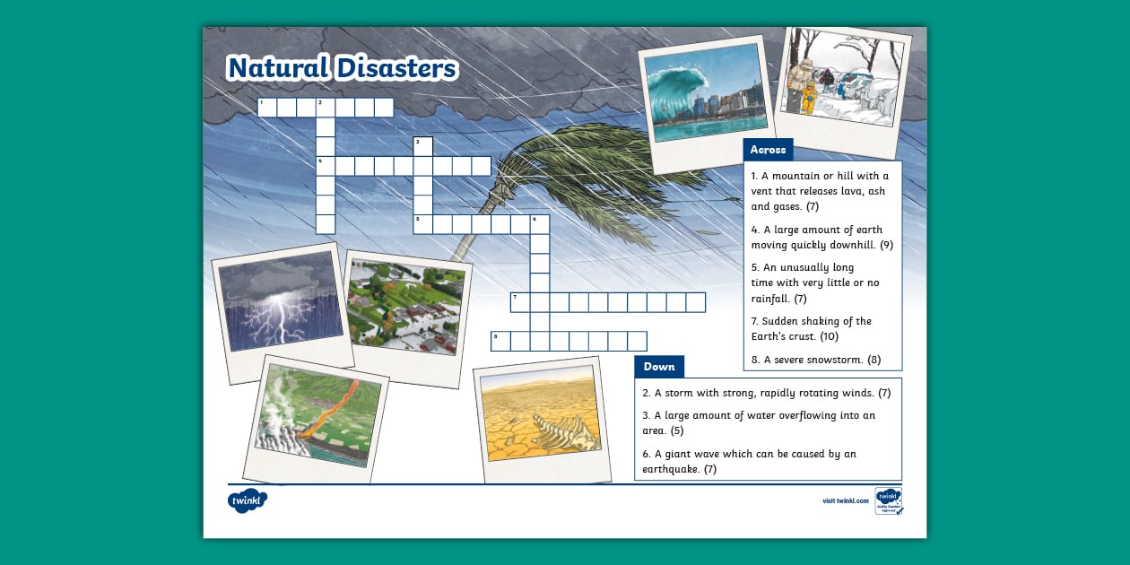 Natural Disasters Crossword Twinkl KS2 Geography