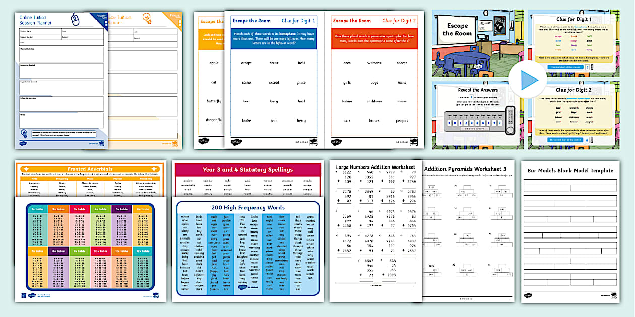 Tutoring Essentials for Year 4 Resource Pack (teacher made)