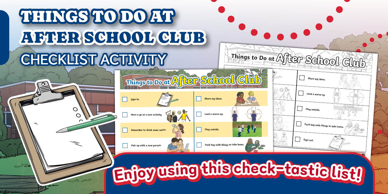Things to Do at After School Club Checklist Activity