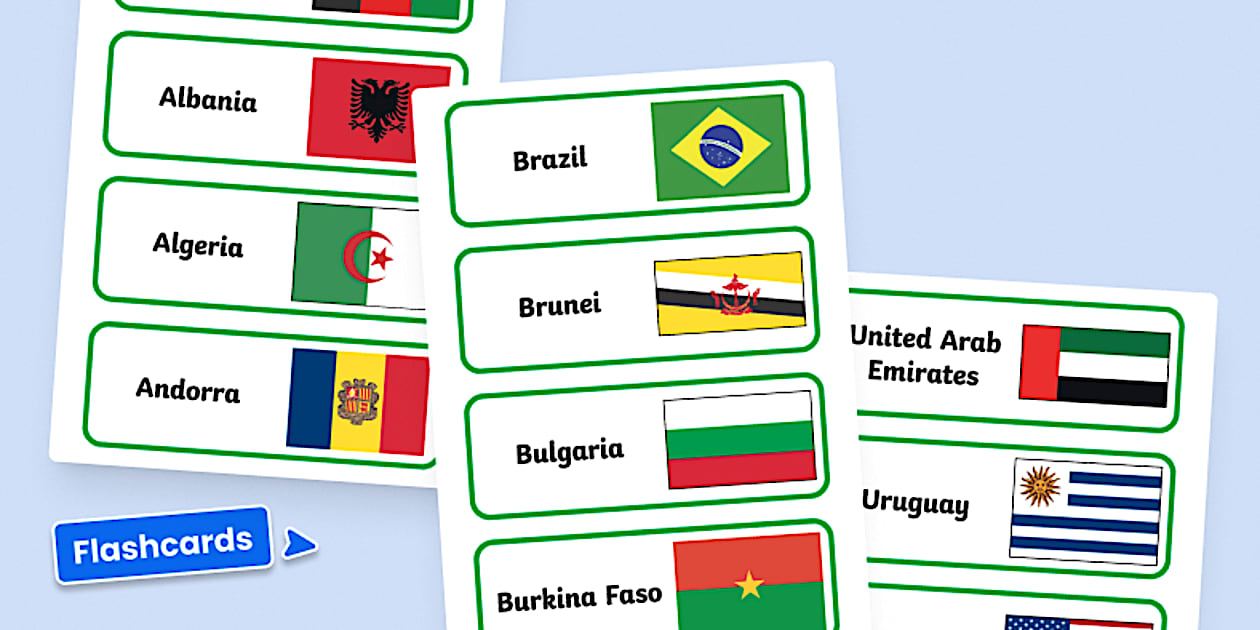 Countries and Flags of the World Flashcards