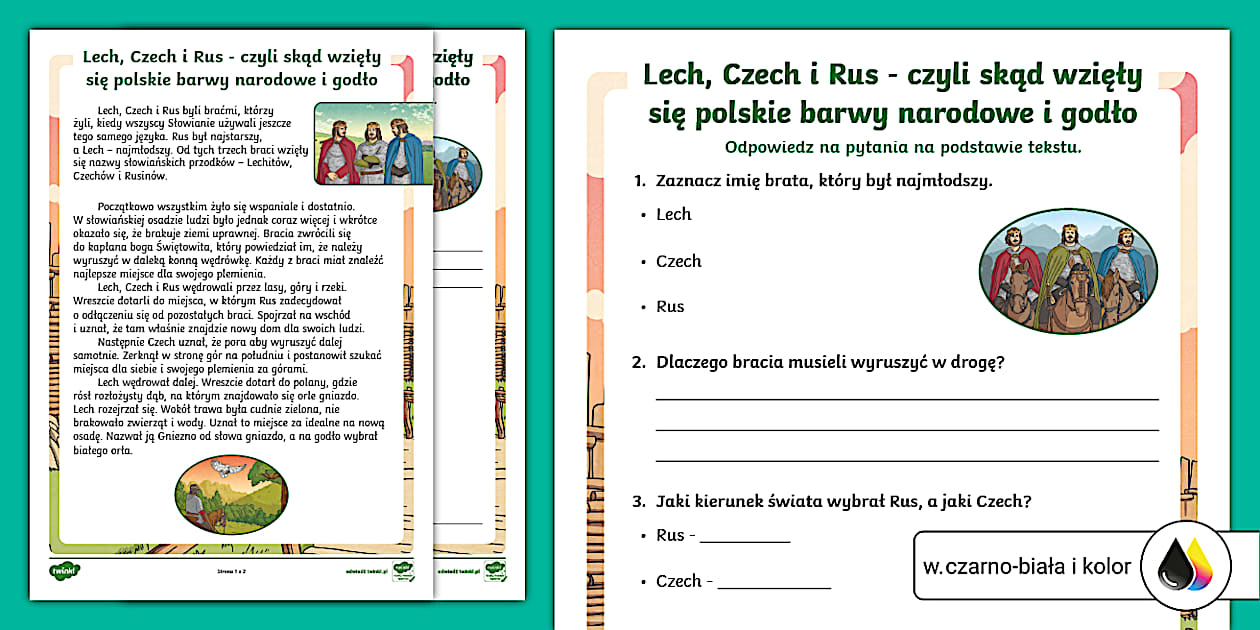Legenda O Poznańskich Koziołkach Tekst Lech, Czech i Rus | Czytanie ze zrozumieniem (teacher made)