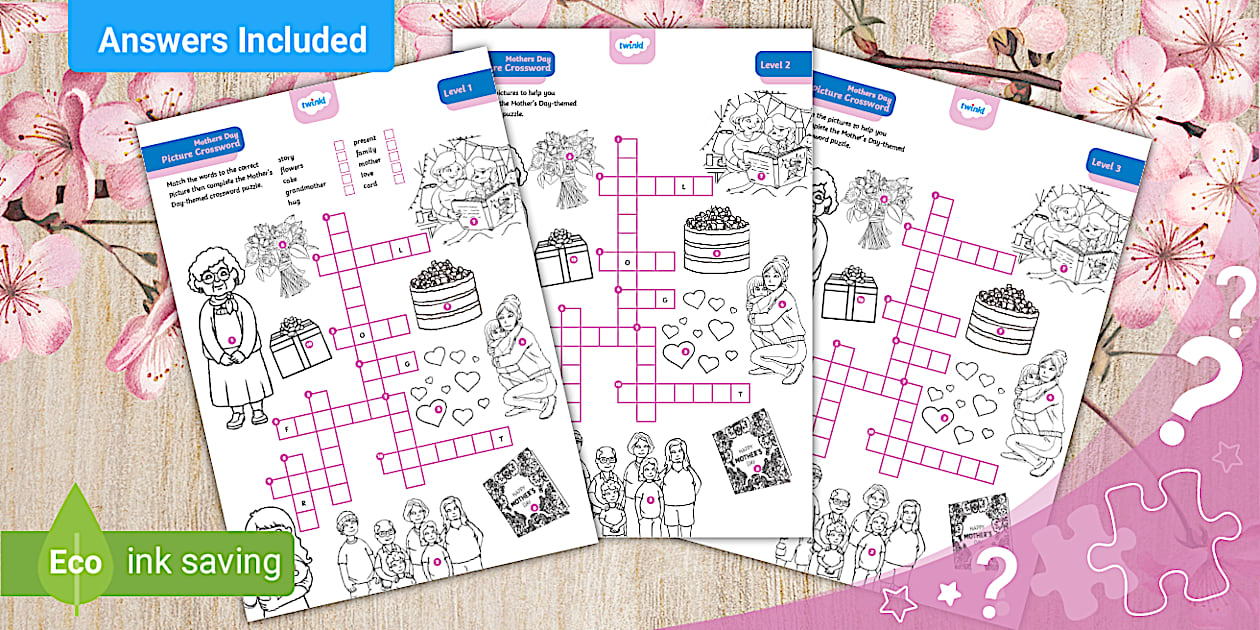 Mother #39 s Day Picture Crossword Puzzle AL Twinkl Kids