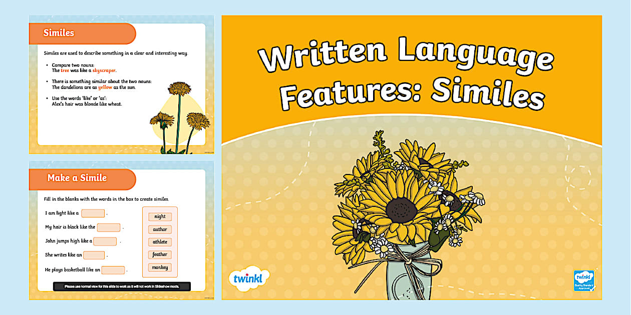 Level 2 written language features similes powerpoint
