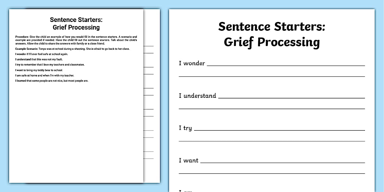 Dealing with Grief - Sad Sentence Starters | Twinkl - Twinkl