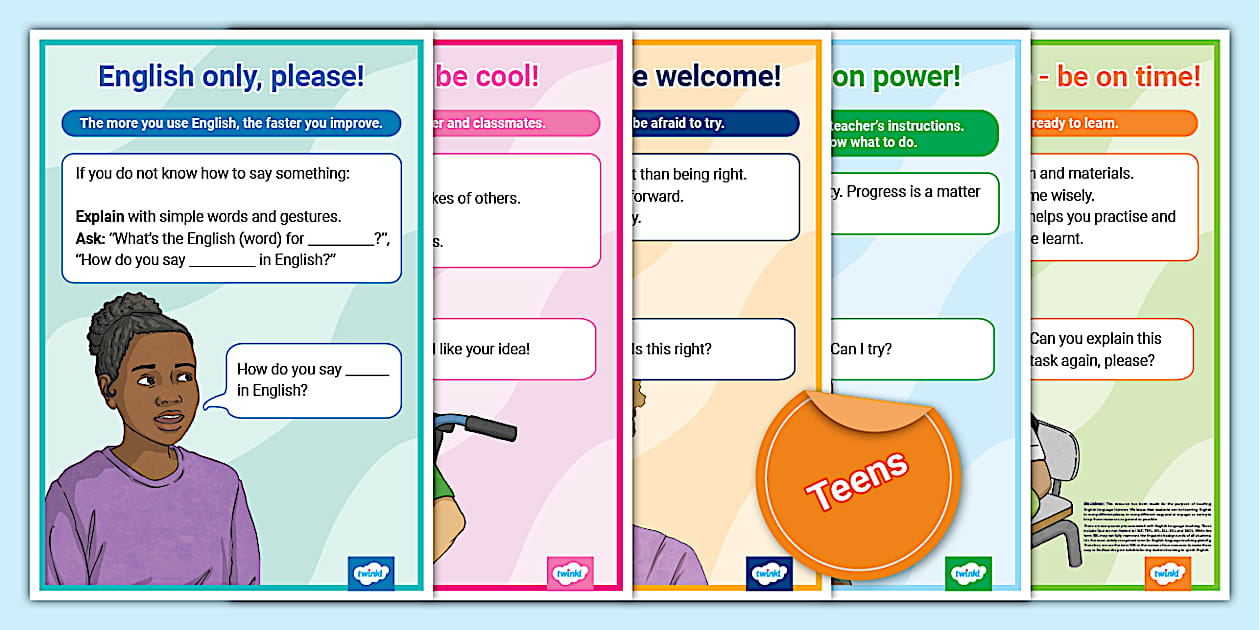 ESL Classroom Rules Posters Teens (teacher made) Twinkl