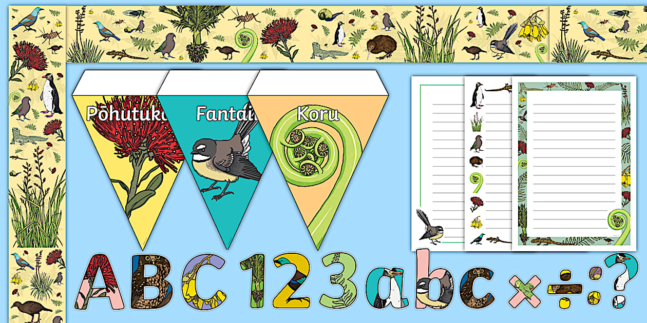 New Zealand Native Flora and Fauna Themed Display Pack