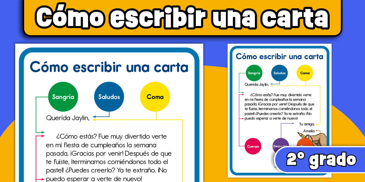 Cartel de cómo escribir una carta para segundo grado