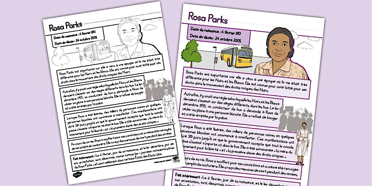 Fiche sur Rosa Parks - Support Pédagogique