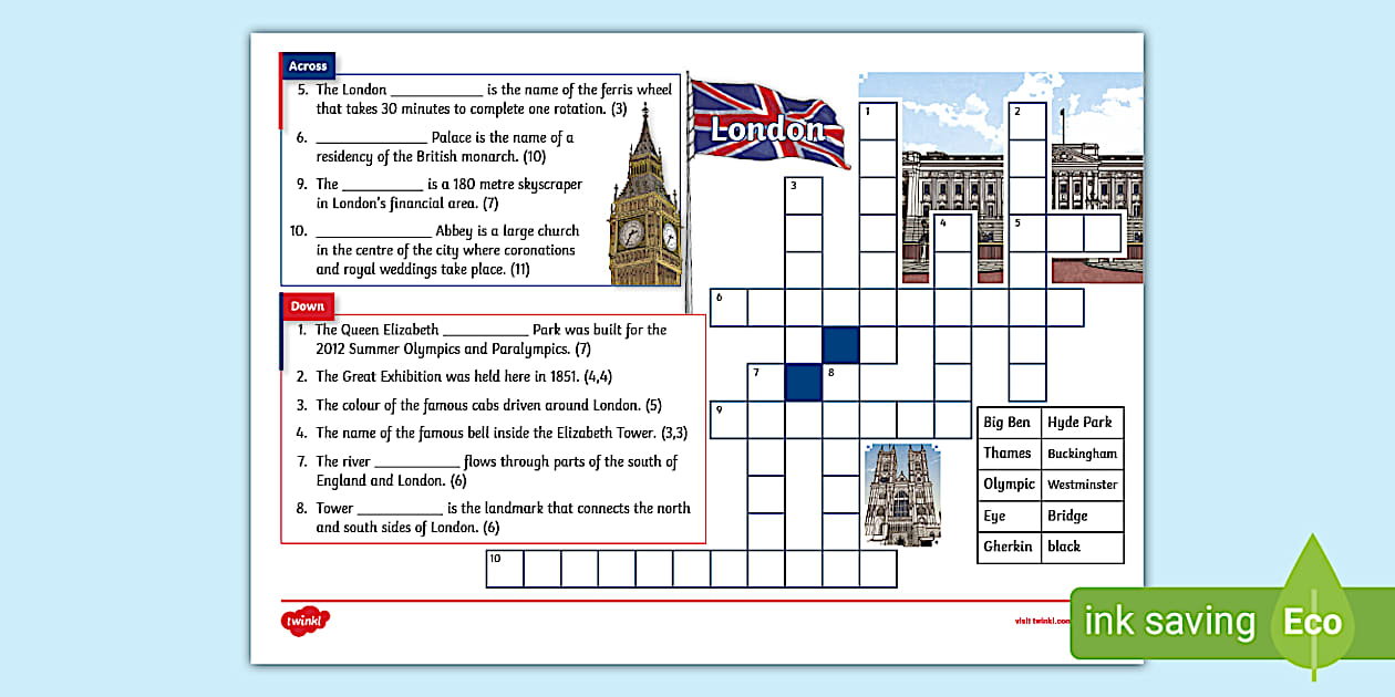 London Crossword Twinkl KS2 (l #39 enseignant a fait)