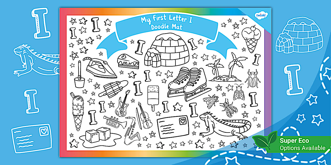 My First Letter I Doodle Mat