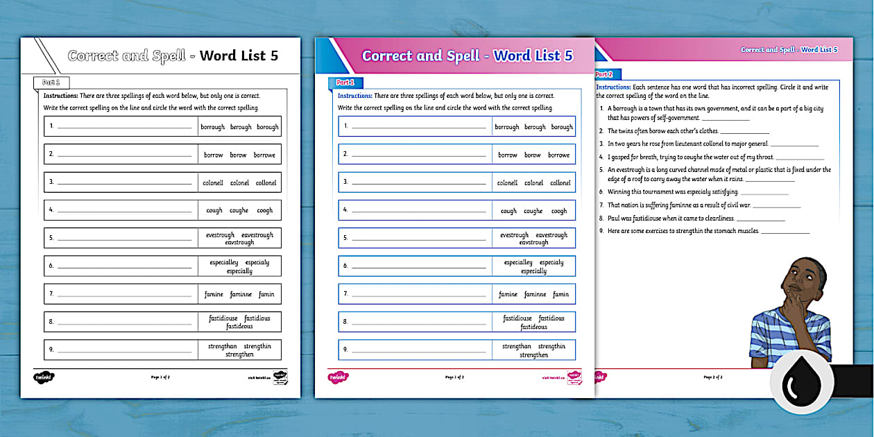 Grade 6 Spelling Word List Worksheet 5 (teacher made)