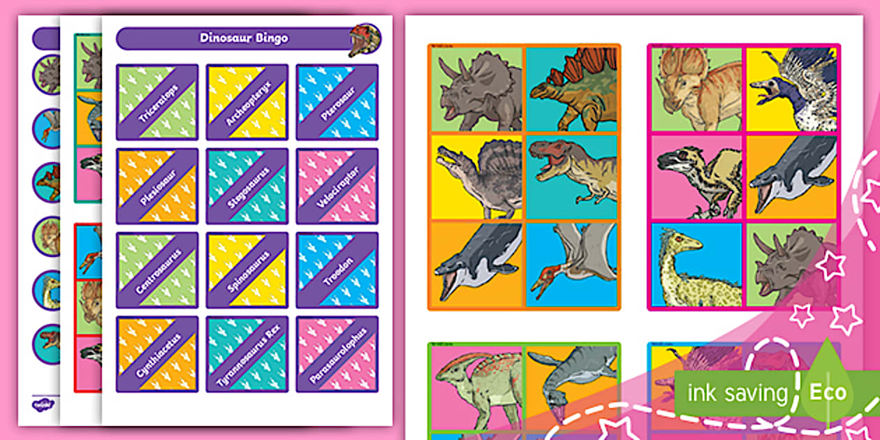 Black and White Dinosaur Bingo (teacher made) - Twinkl