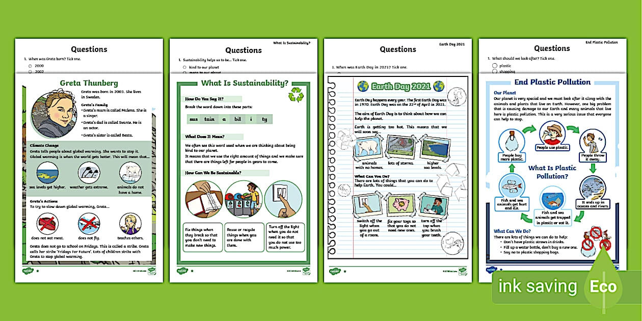 KS1 Let's Save Our Planet Bumper Reading Comprehension Pack