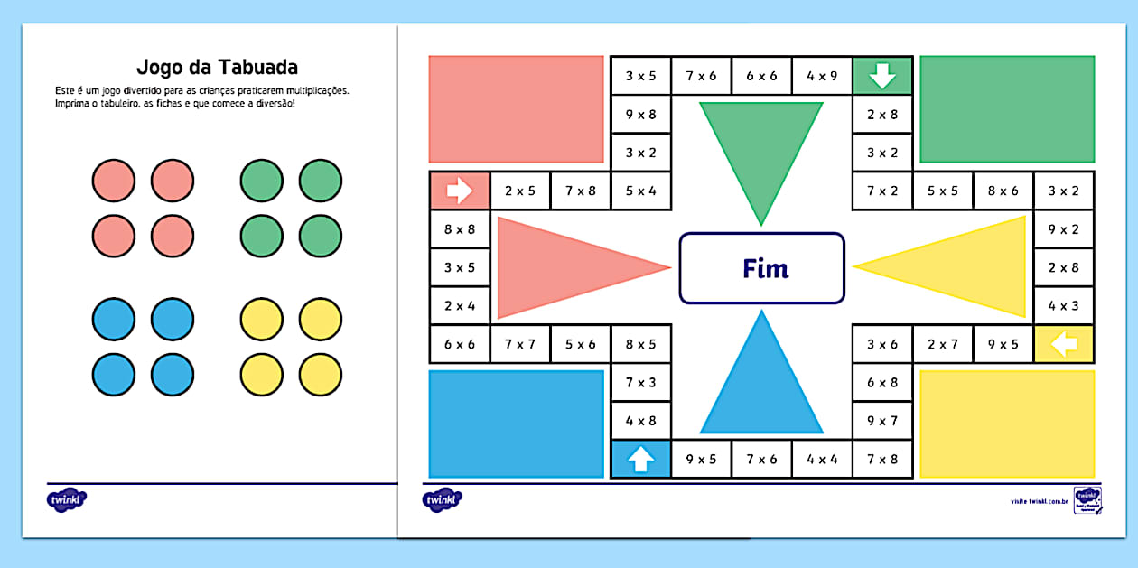 Jogo de Tabuleiro - Multiplicação (Tabuada) - Twinkl