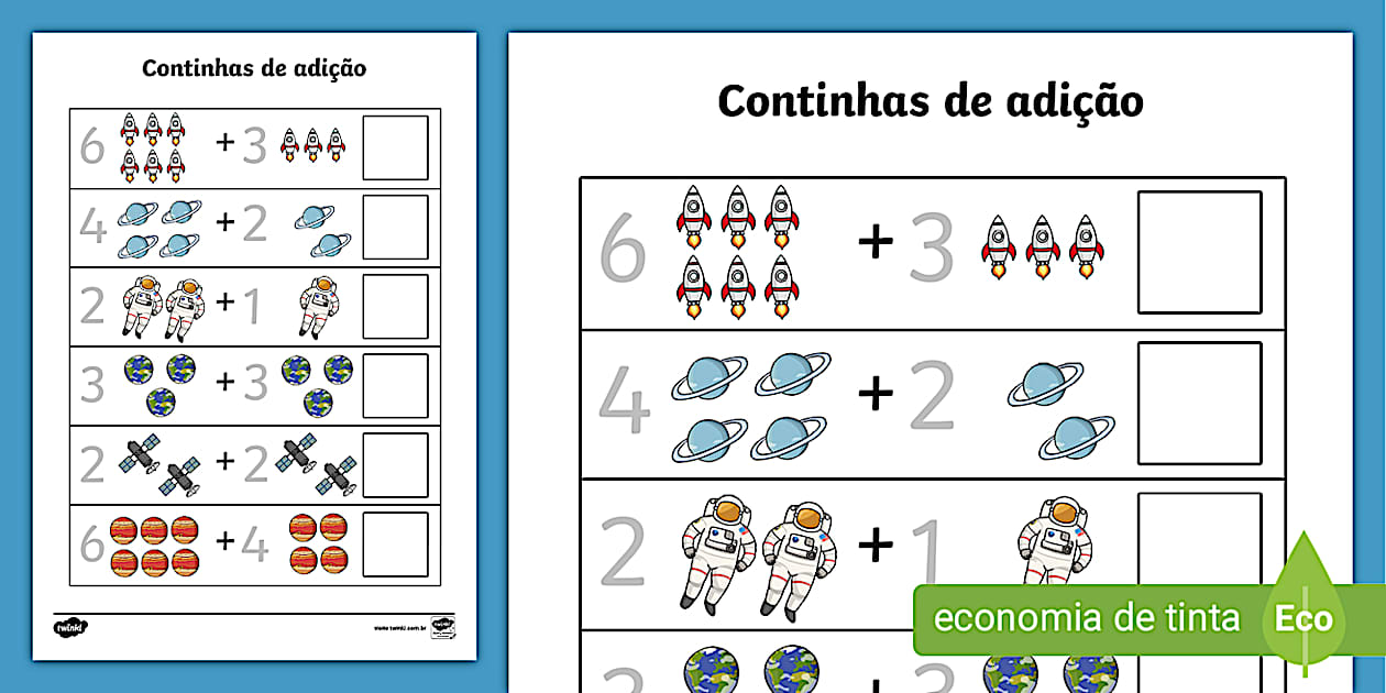 Continhas de Adição para o 1º Ano - Twinkl