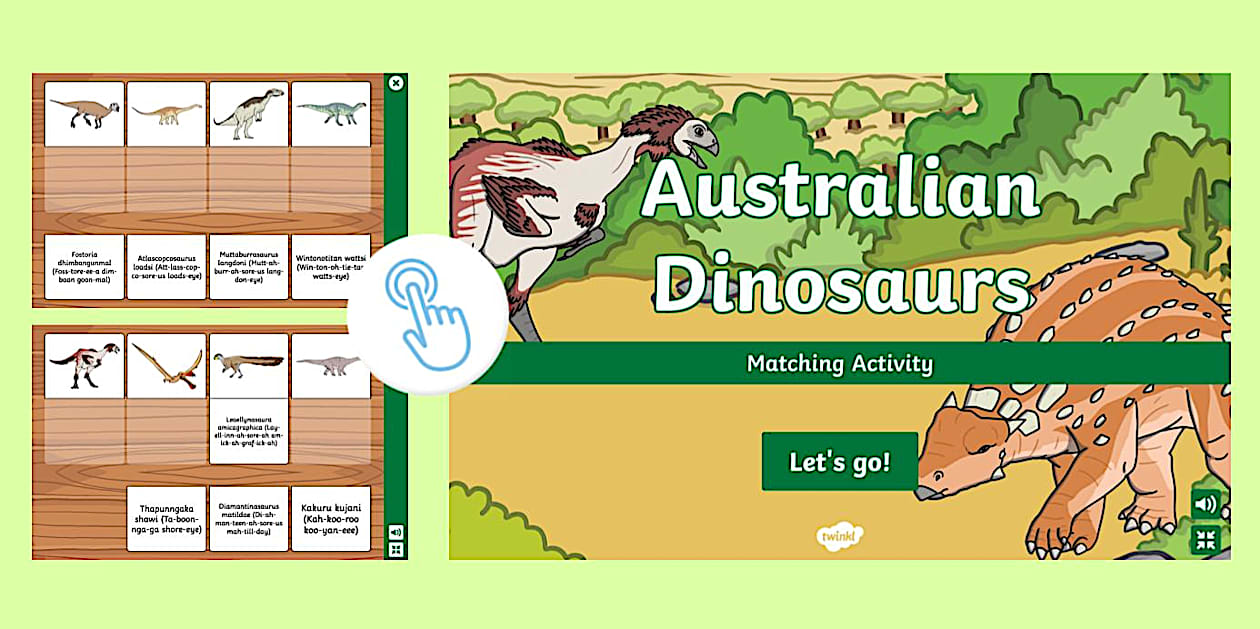 Australian Dinosaurs Interactive Matching Activity Twinkl