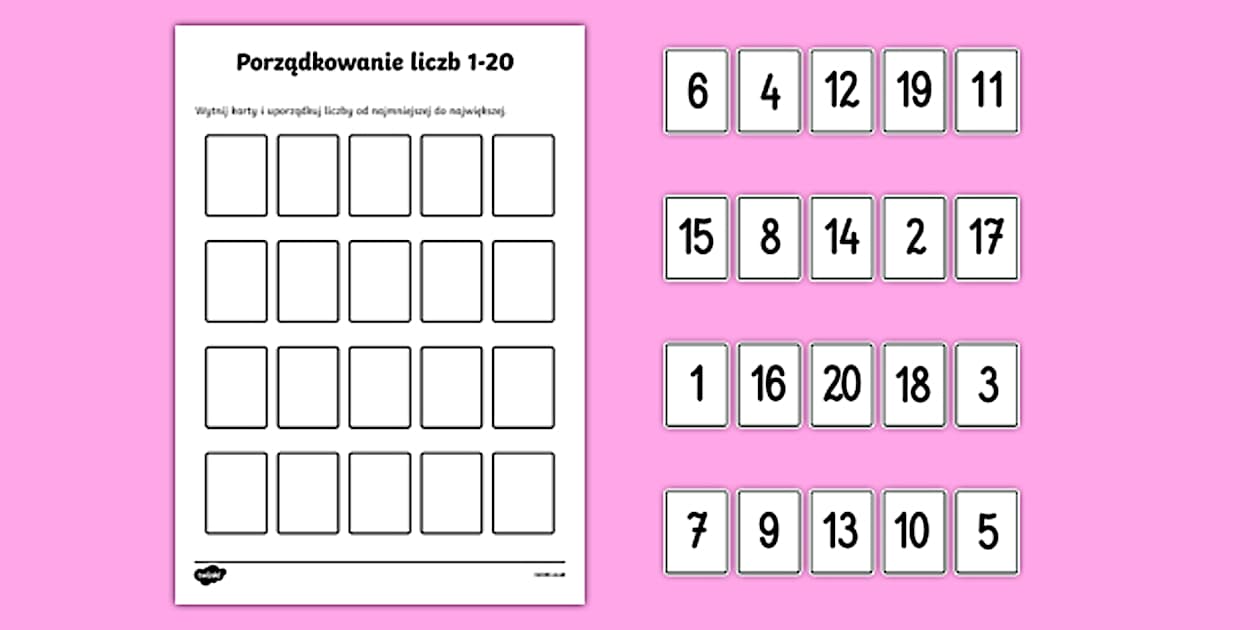 Gra Porządkowanie liczb 1-20 (teacher made) - Twinkl