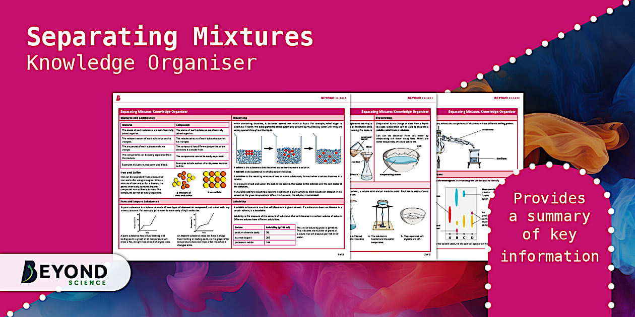 KS3 Separating Mixtures Knowledge Organiser | Beyond