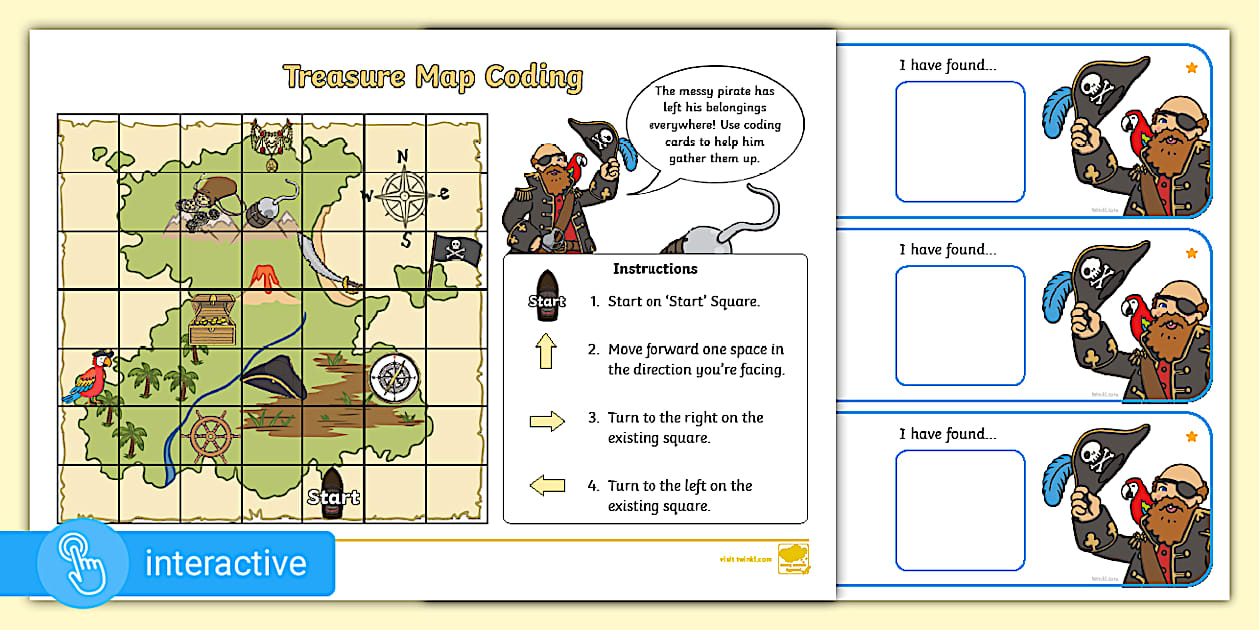 Interactive PDF: Treasure Map Coding Activity (Teacher-Made)
