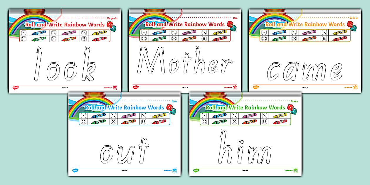 Rainbow roll and write nz sight words teacher made 