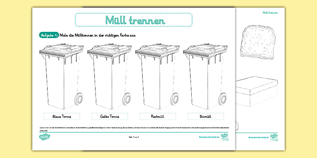 Müll trennen - Arbeitsblatt (teacher made) - Twinkl