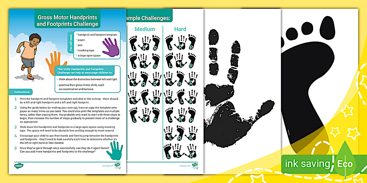 Gross Motor Handprints and Footprints Challenge - Twinkl