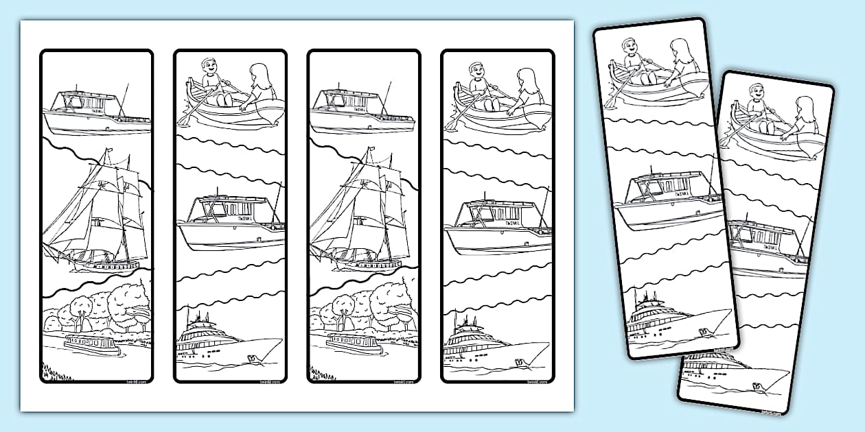Boat Colouring Bookmarks (Hecho por educadores) - Twinkl