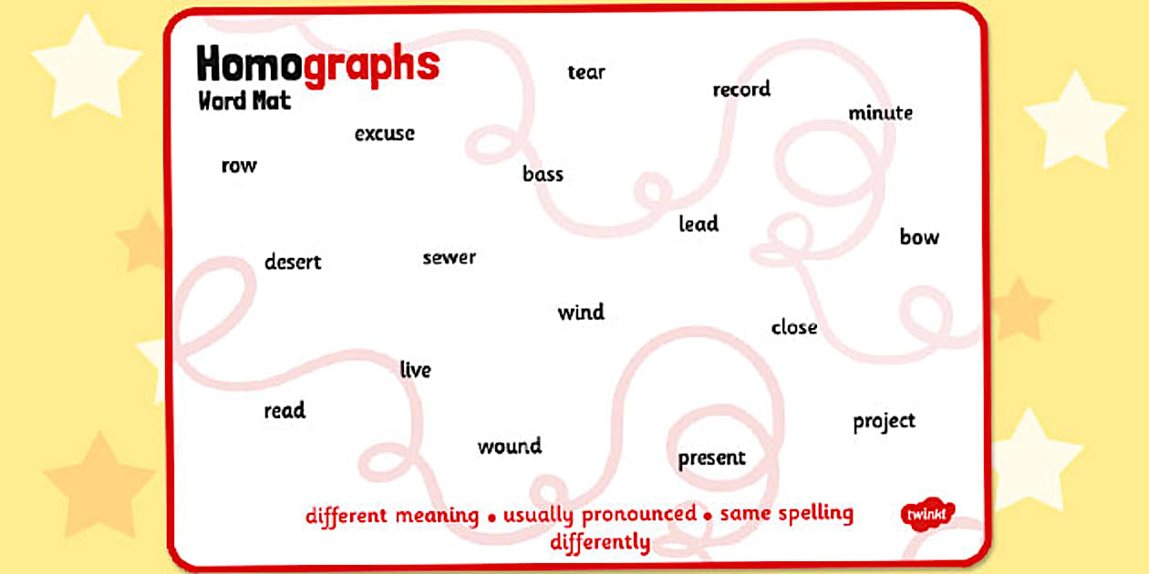 Cursive Homographs Word Mat (teacher made) - Twinkl