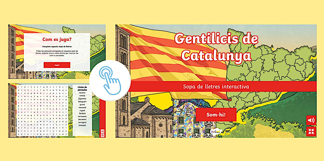Sopa de lletres interactiva: Gentilicis de Catalunya - Twinkl Go - Català