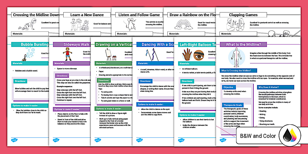 Crossing the Midline Activities (teacher made) Twinkl