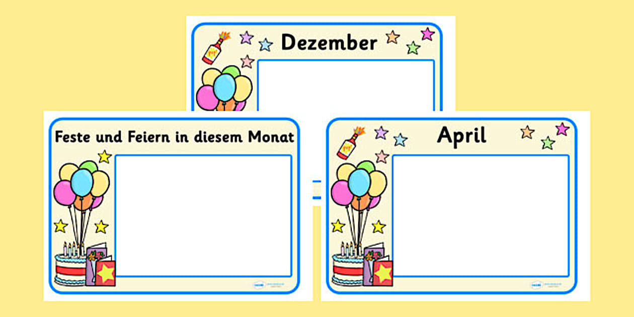 German Fun Poster Festivals and Celebrations Calendar - German Display Posters