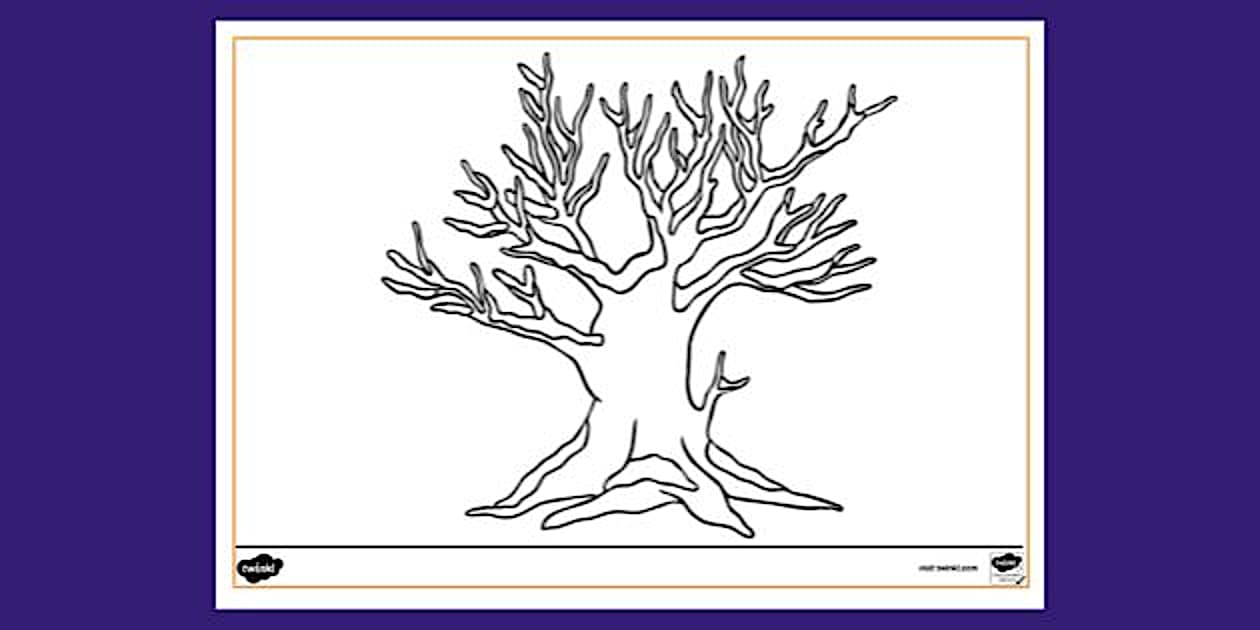 Winter Tree Colouring Sheet | Colouring Sheets - Twinkl