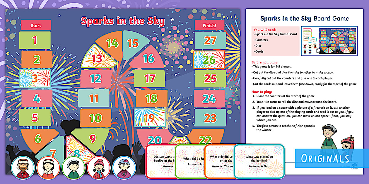 Sparks in the Sky Reading Comprehension Board Game