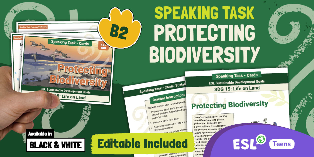 ESL SDG 15: Speaking Cards Protecting Biodiversity [Teens, B2]