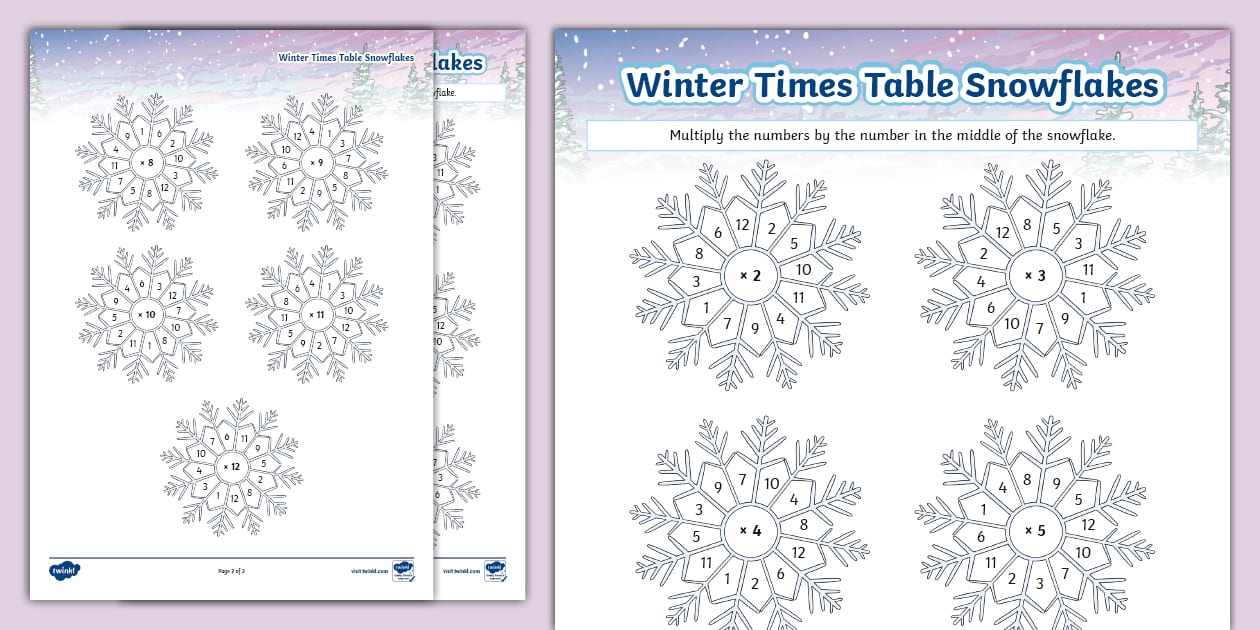 Snowflake Table Chart Winter Times Table Snowflakes - Twinkl - KS2 - Twinkl