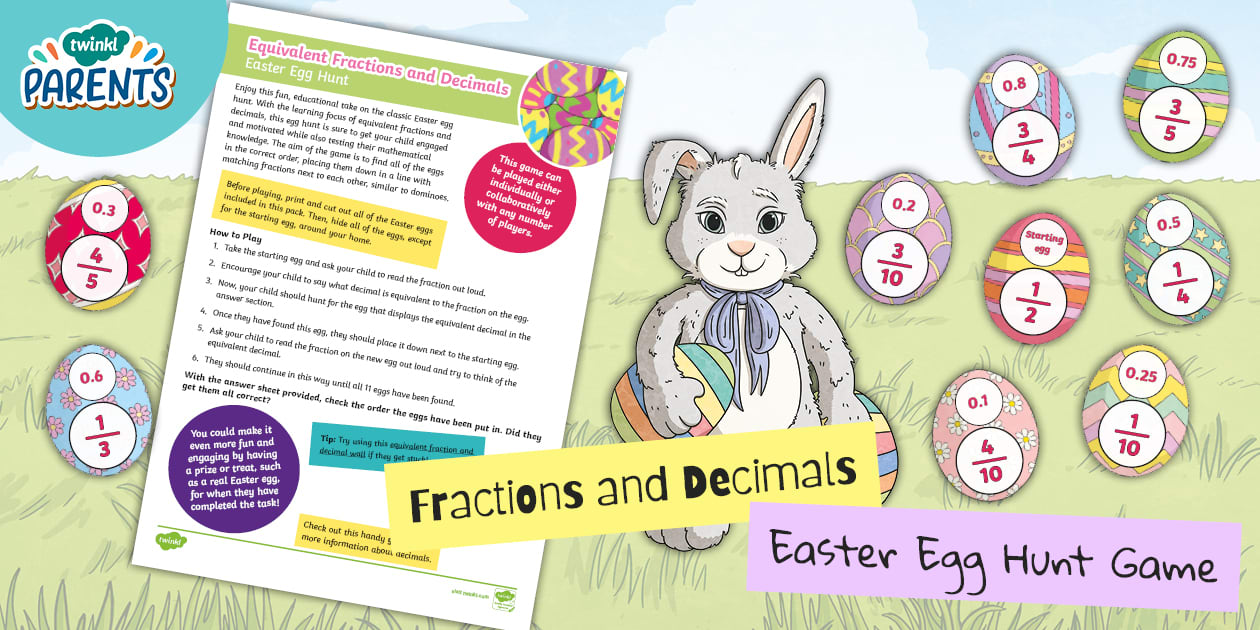 Fractions and Decimals Easter Egg Hunt Game