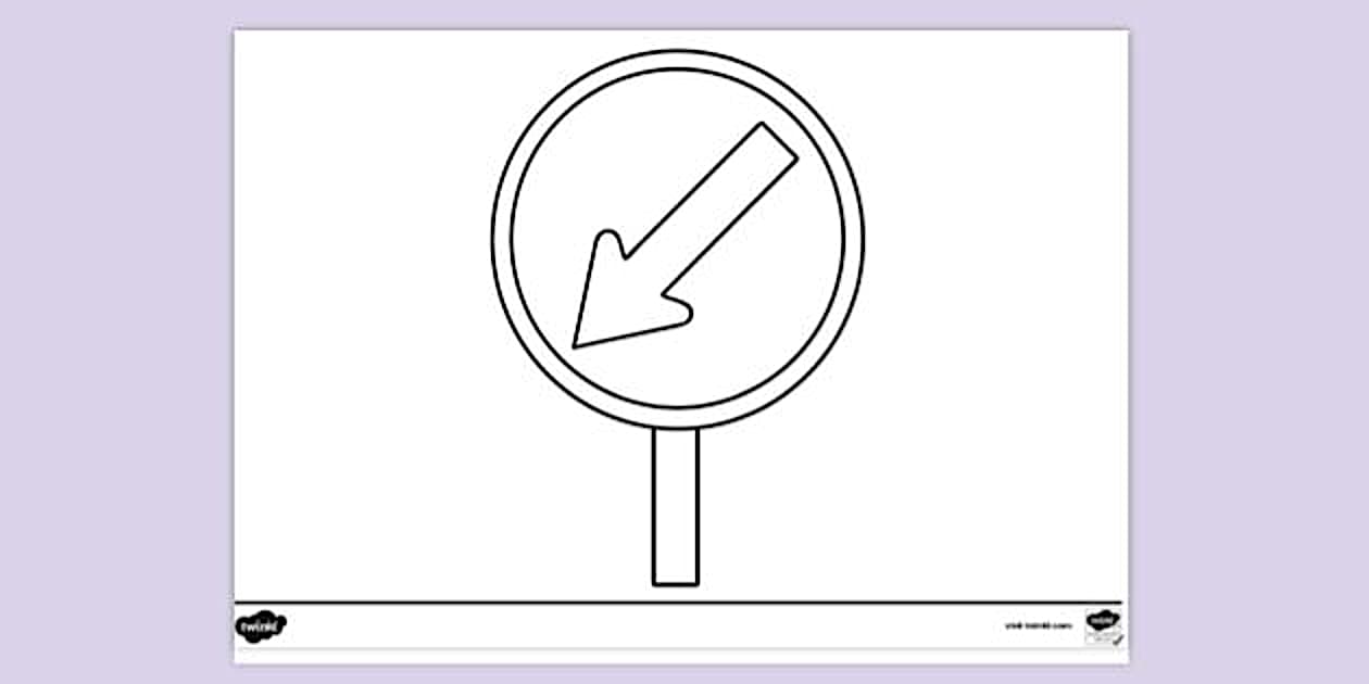 Keep Left Road Sign Colouring Sheet (Teacher-Made) - Twinkl