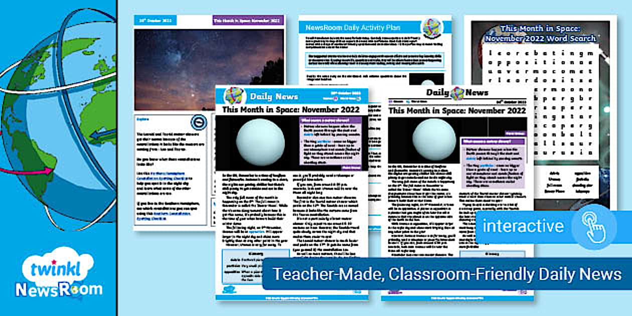Space Nov Space Events in November - Daily NewsRoom Pack (ages 7-11)