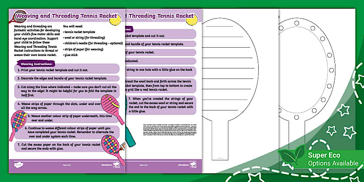 Weaving and Threading Tennis Rackets (teacher made) - Twinkl