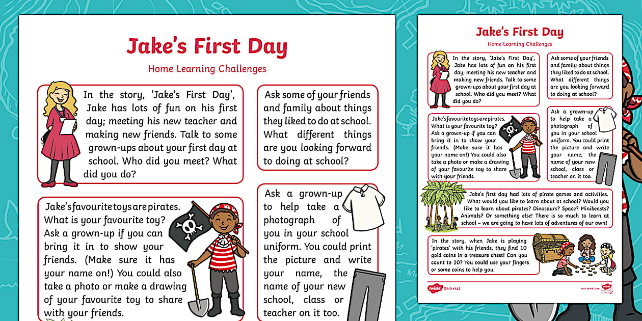 Jake's First Day Jake's First Day Home Learning Challenges Reception FS2