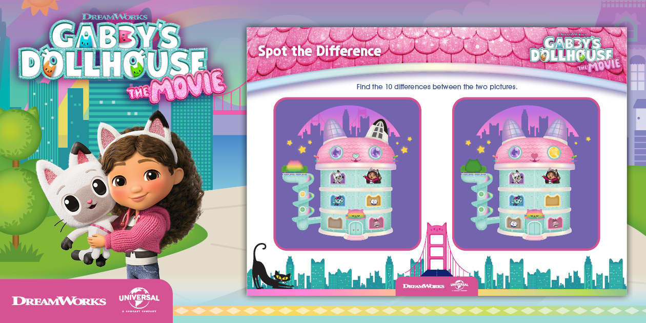 Gabby's Dollhouse The Movie Spot the Difference