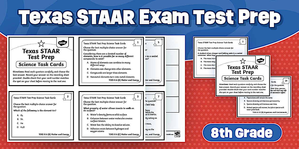 Eighth Grade Science Task Cards | Texas STAAR Test Prep