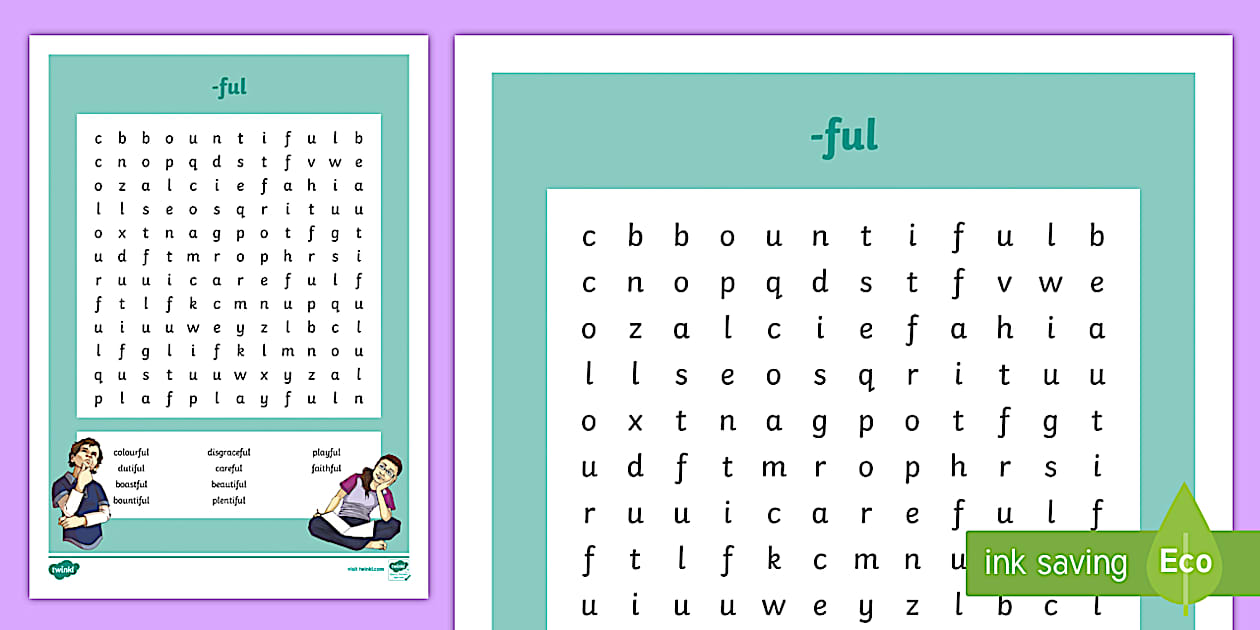Words Ending in ful Word Search (TeacherMade) Twinkl