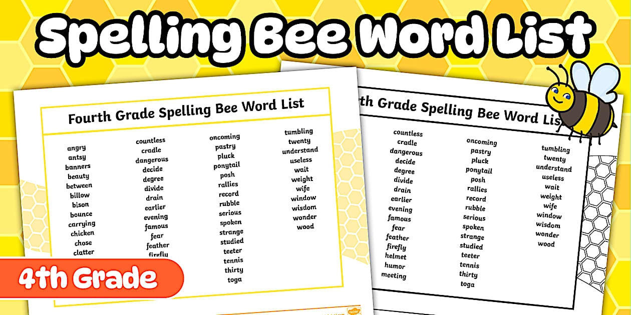 Printable 4th Grade Spelling Bee List | Twinkl USA - Twinkl