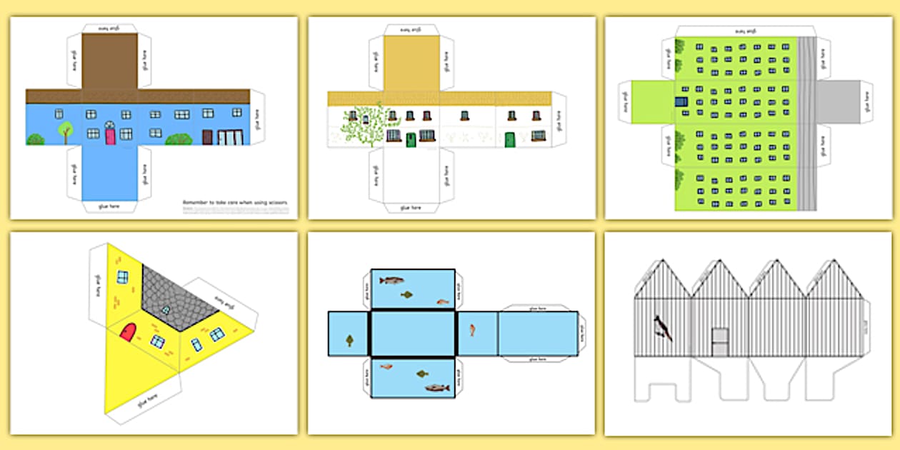 Papercraft Shapes 3D Paper Craft Shapes Houses and Homes