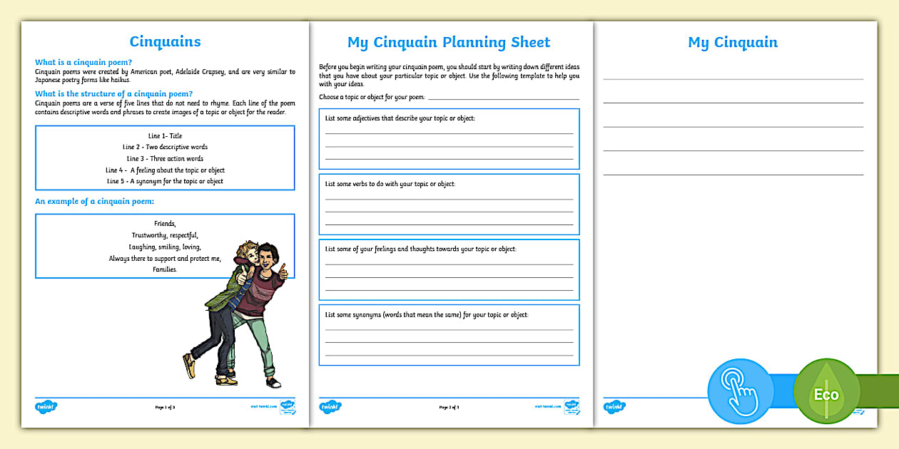 Cinquain Poem Writing TemplateAustralia (TeacherMade)