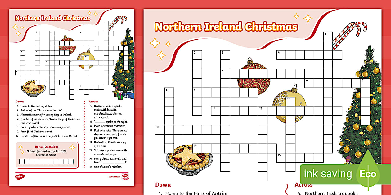 Northern Ireland Christmas Themed Crossword (Teacher Made)
