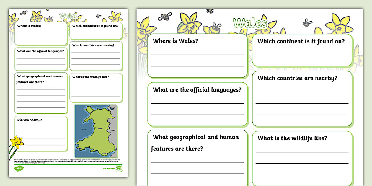 KS1 Wales Fact File Template - Twinkl Geography - Twinkl